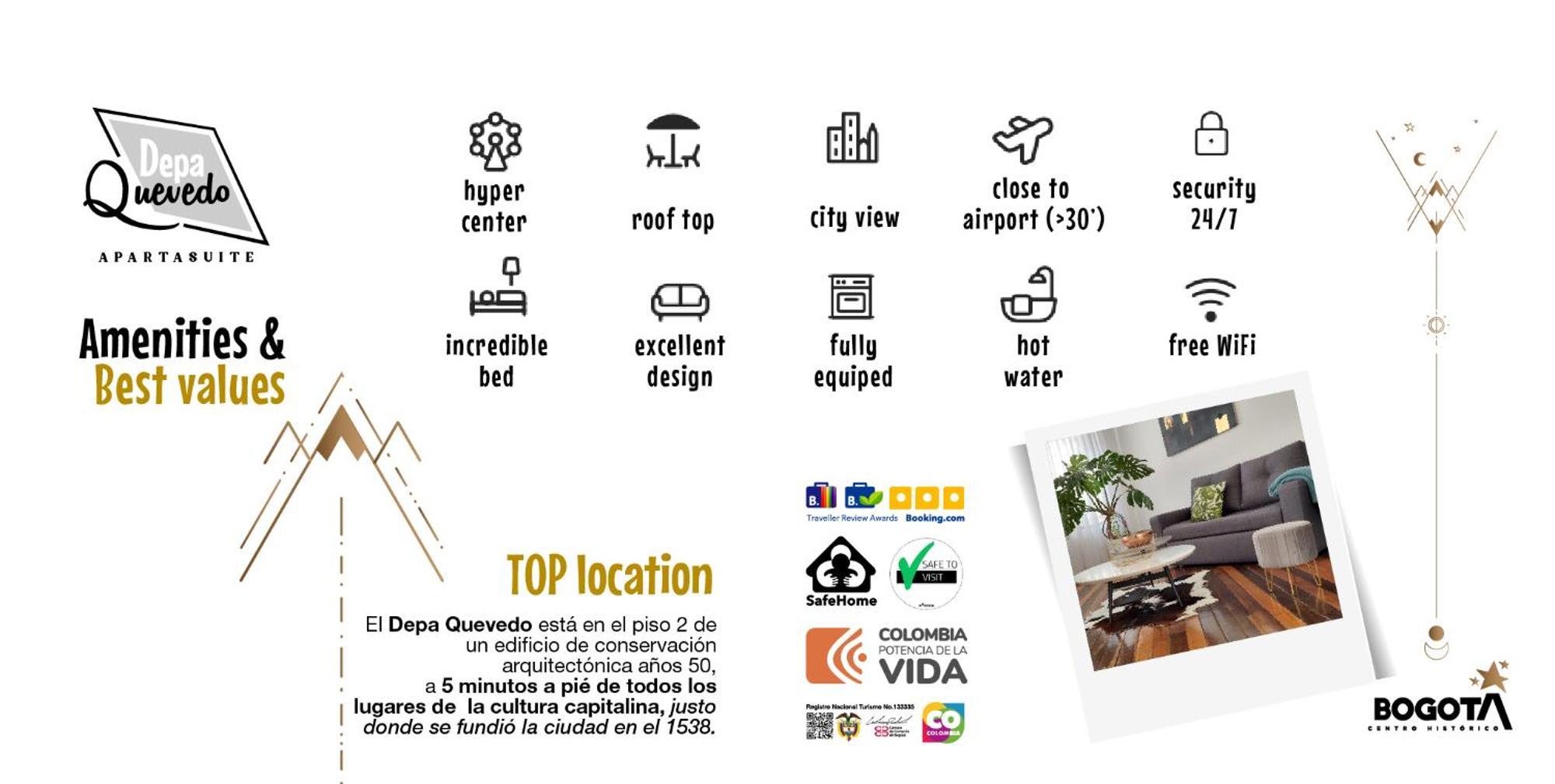 Depa Quevedo - Trendy Revamped Flat - Exceptional Spot In Bogota'S Historic Colonial Square - Candelaria 외부 사진